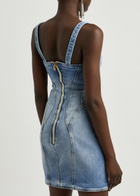 Balmain Panelled Stretch-denim Mini Dress