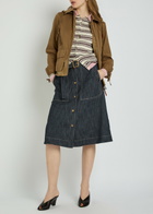 Moncler Belted Stretch-denim Midi Skirt