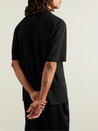 AMI PARIS - Logo-Embroidered Cotton-Jersey T-Shirt - Black