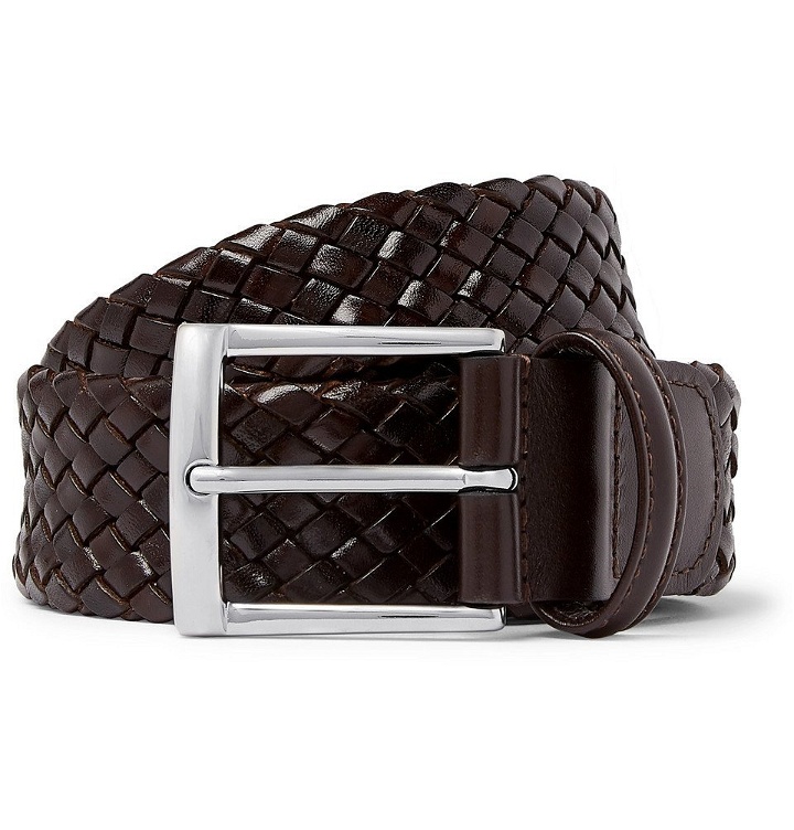 Photo: Anderson's - 3.5cm Dark-Brown Woven Leather Belt - Men - Brown