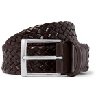 Anderson's - 3.5cm Dark-Brown Woven Leather Belt - Men - Brown