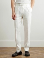 Zegna - Straight-Leg Pleated Linen-Twill Trousers - White