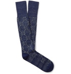 Gucci - Logo-Jacquard Cotton-Blend Socks - Blue