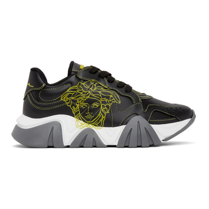 Photo: Versace Black and Yellow Pop Medusa Low-Top Sneakers