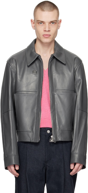 Photo: Wooyoungmi Gray Cropped Leather Jacket