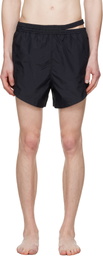LGN Louis Gabriel Nouchi Black Asymmetrical Opening Swim Shorts