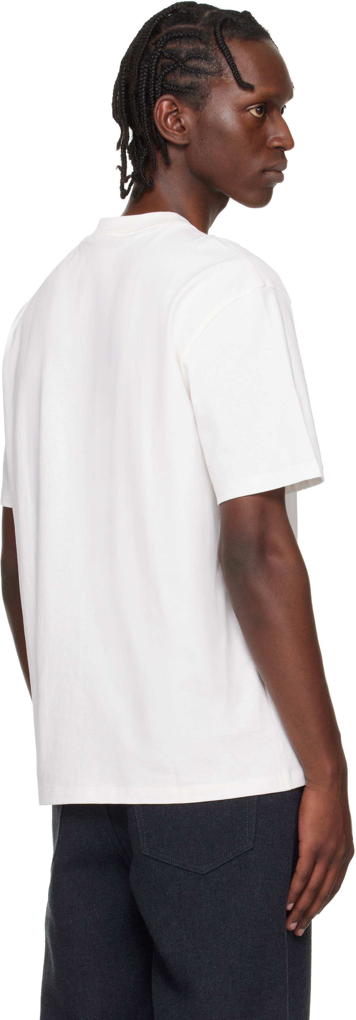 Hugo White Relaxed-Fit Logo-Print T-shirt