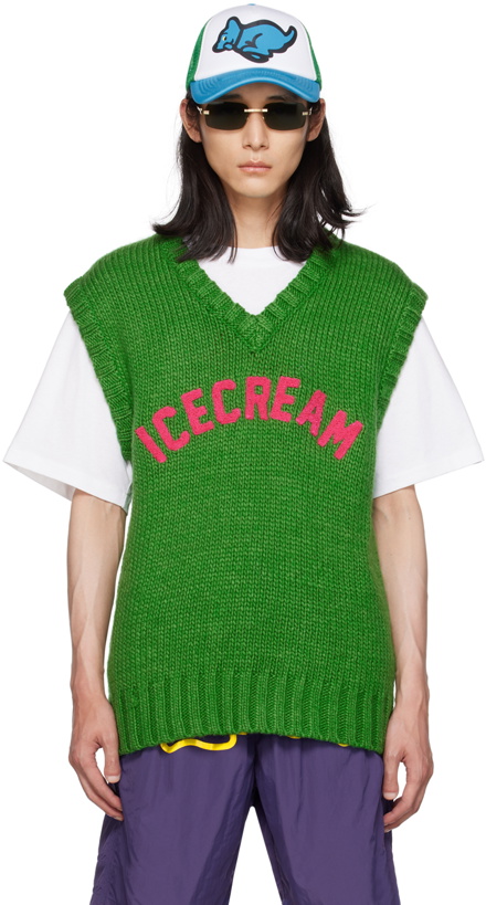 Photo: ICECREAM Green V-Neck Vest