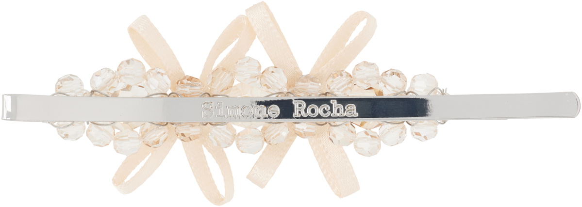 Simone Rocha Beige Petite Bow Detail Flower Hair Clip Simone Rocha