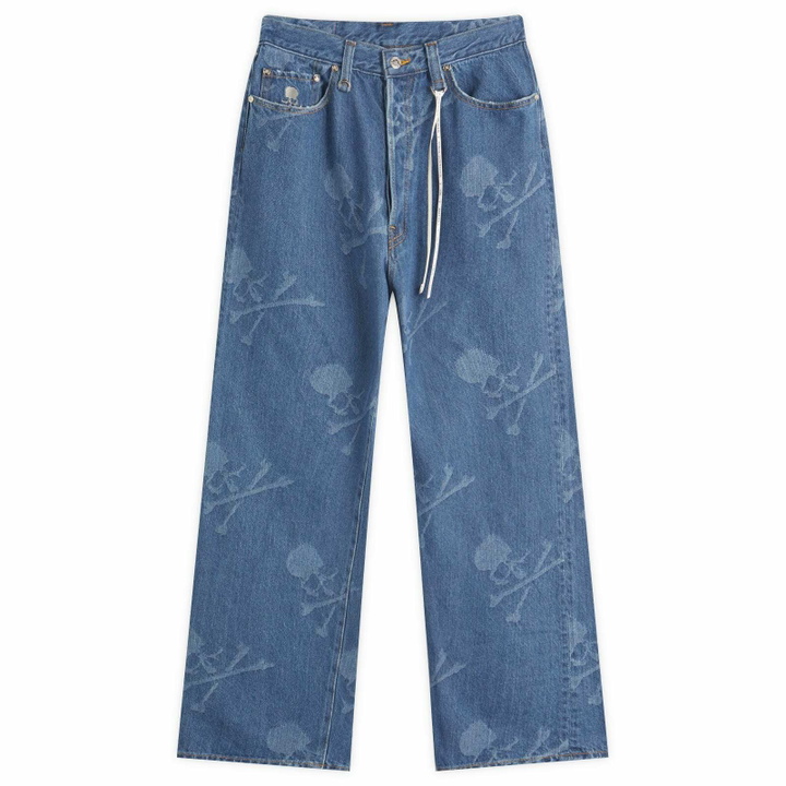 Photo: MASTERMIND WORLD Men's Monogram Straight Denim Pants in Blue