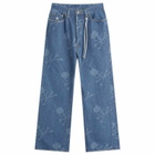 MASTERMIND WORLD Men's Monogram Straight Denim Pants in Blue