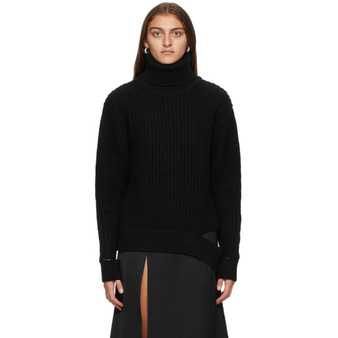 System Black Rib Knit Turtleneck System