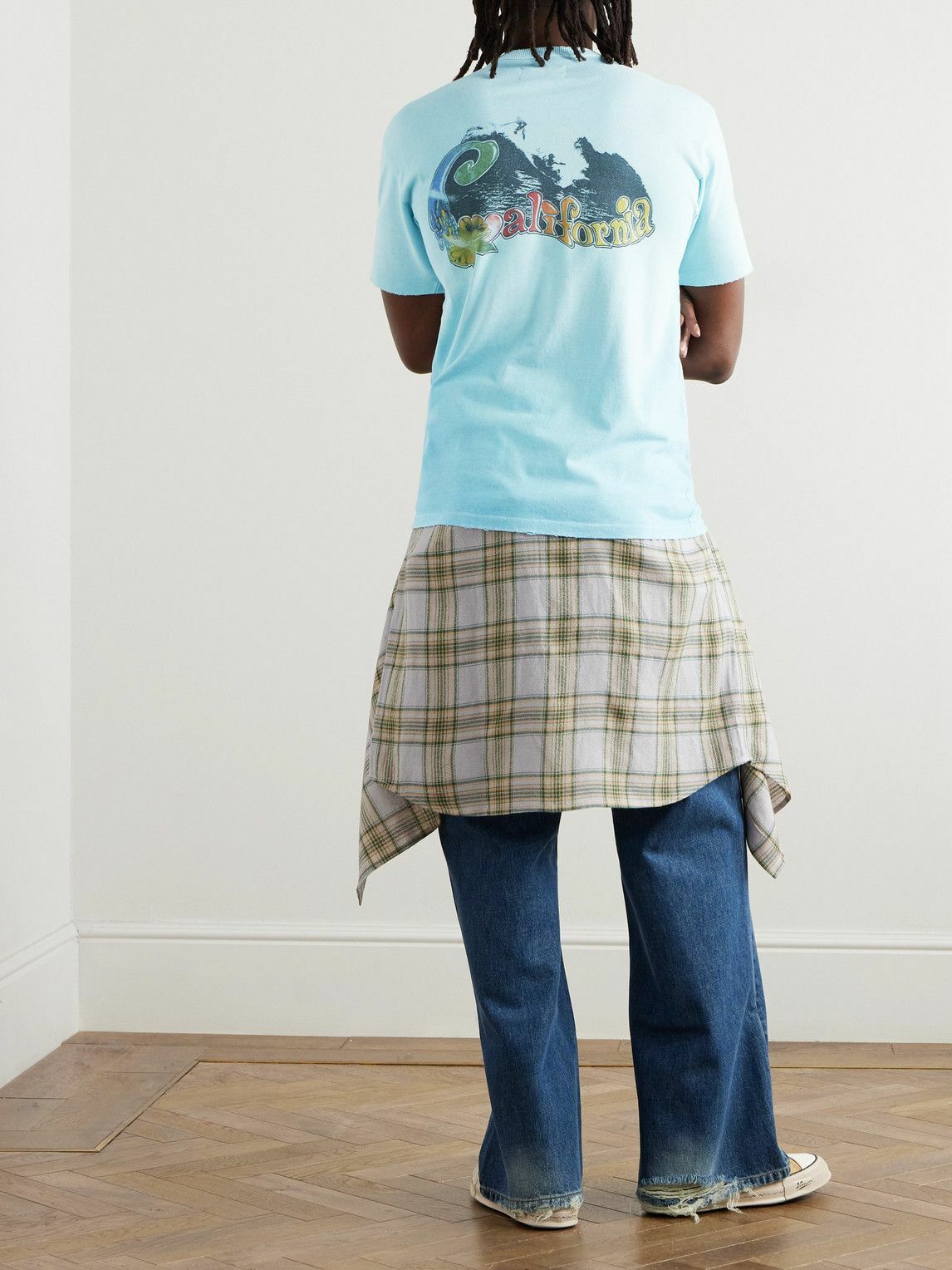 ERL - California Slim-Fit Distressed Printed Cotton and