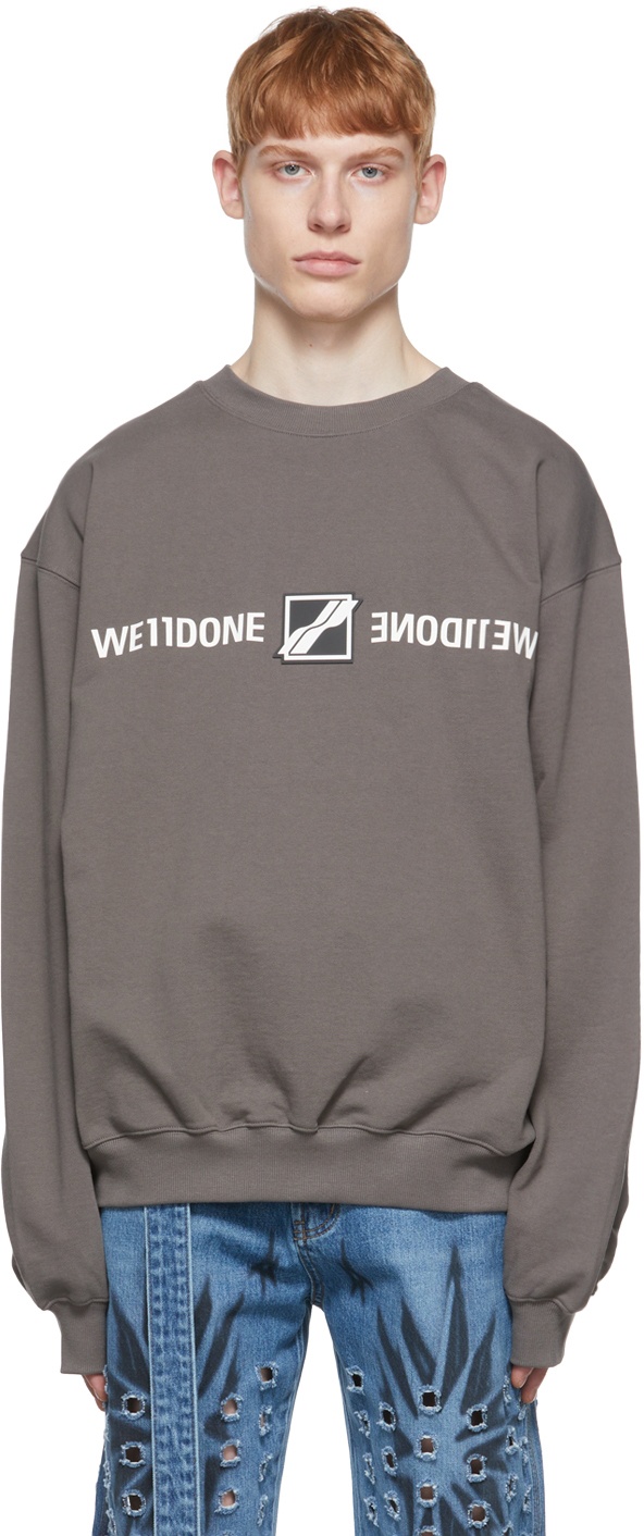 Photo: We11done Grey Patched Mirror Logo Sweatshirt