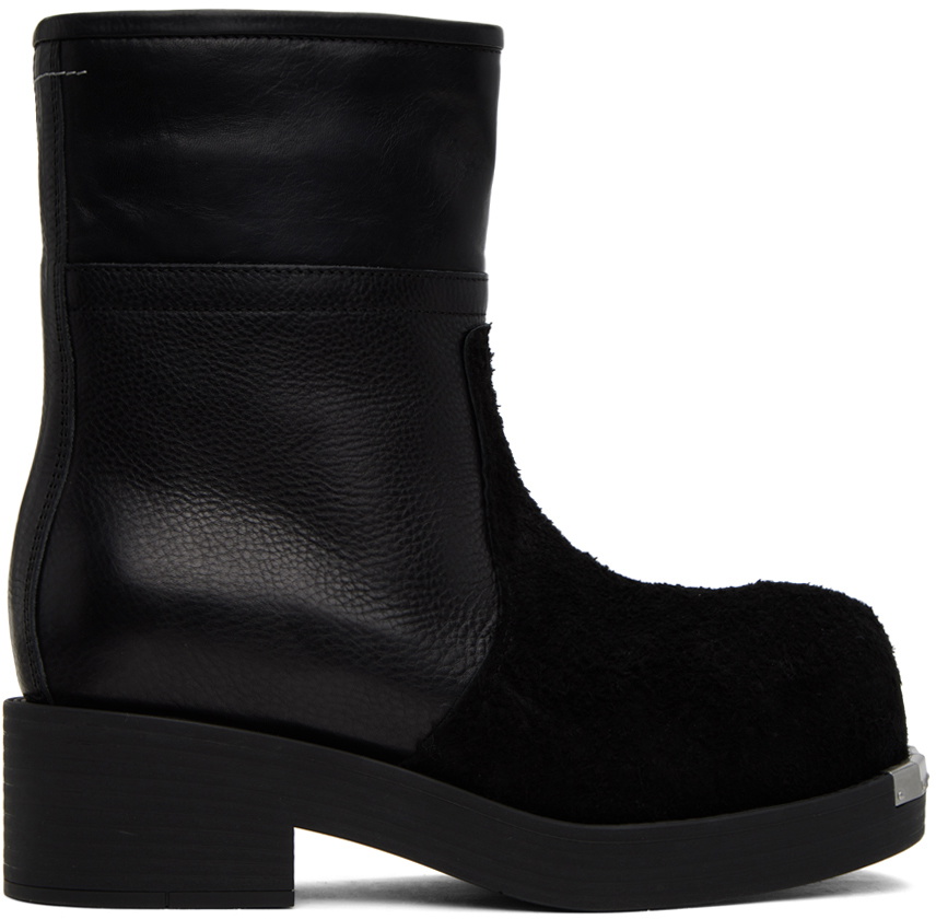 MM6 Maison Margiela Black Biker Ankle Boots MM6 Maison Margiela