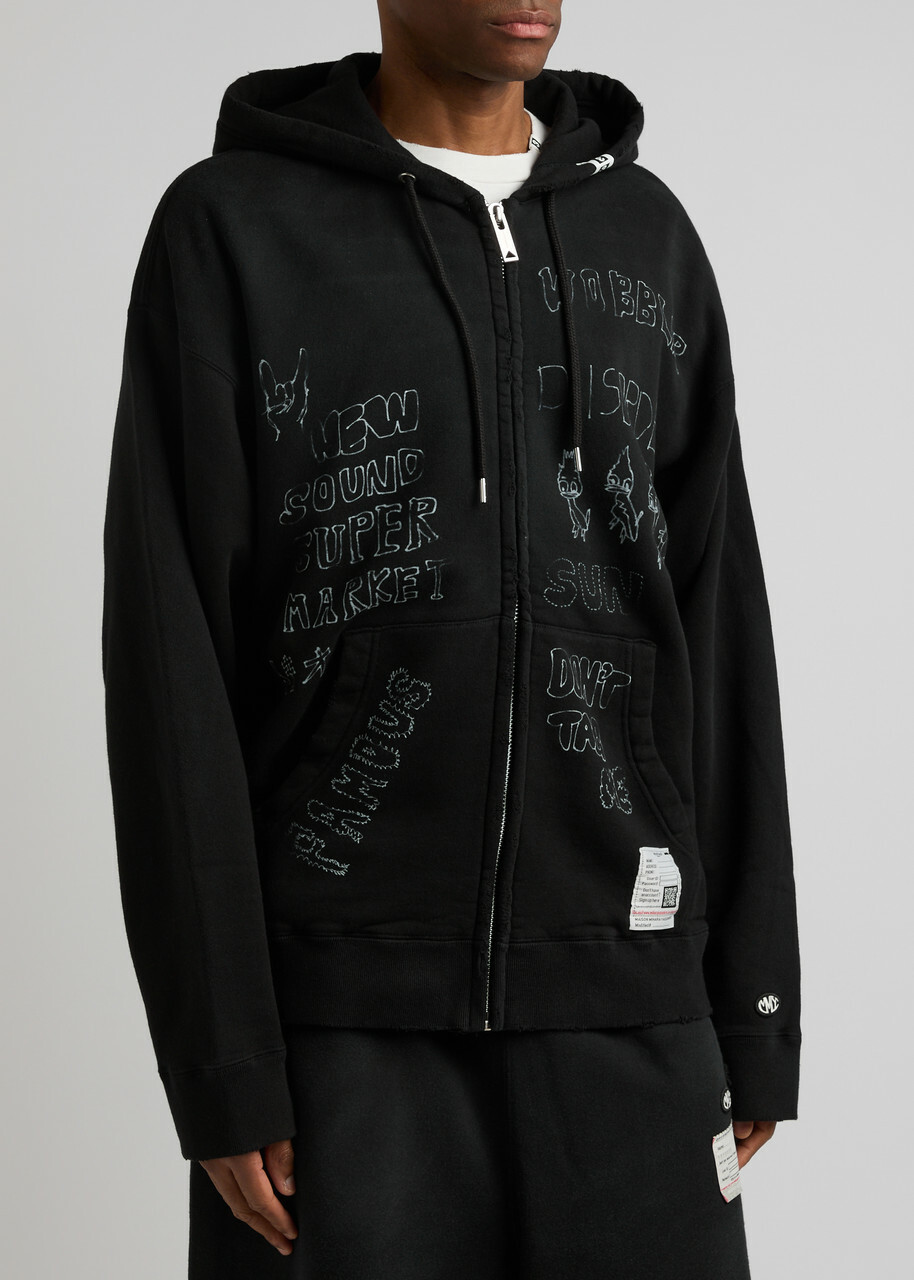 Maison mihara yasuhiro Printed Hooded Cotton Sweatshirt Black
