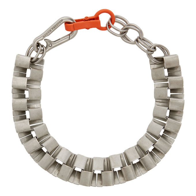 Heron Preston Silver Cubic Chain Choker Heron Preston