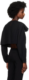 Recto Black Shoulder Scarf Blouse