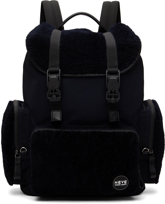 Photo: Giorgio Armani Black Shearling Backpack