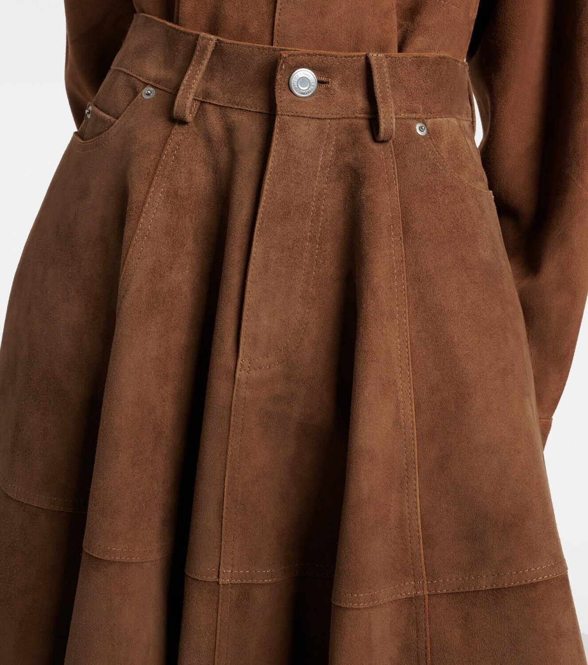 Ami Paris Pleated suede midi skirt