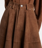 Ami Paris Pleated suede midi skirt