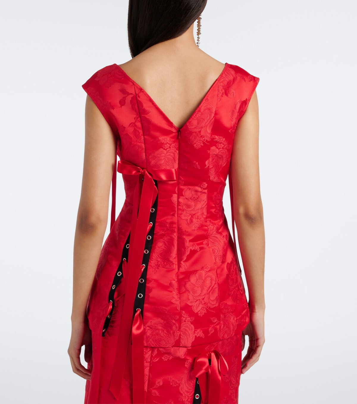 Simone Rocha Bow-detail floral brocade top