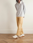 Thom Browne - Cotton-Blend Poplin Trimmed Striped Stretch-Linen Jersey Polo Shirt - Blue