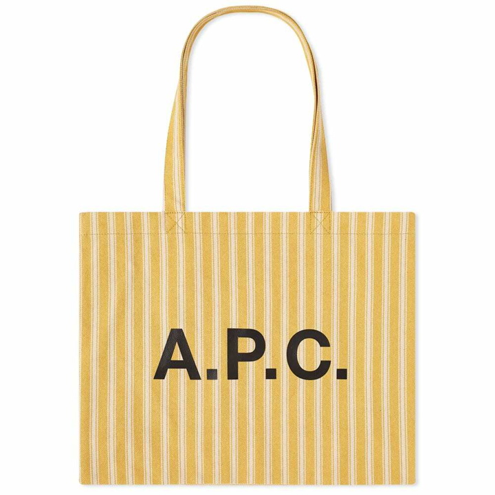 Photo: A.P.C. Men's Diane Stripe Shopping Tote in Yellow