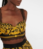 Versace - Barocco silk lace-trimmed crop top