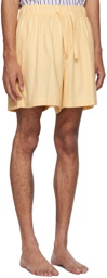 Tekla Yellow Four-Pocket Pyjama Shorts