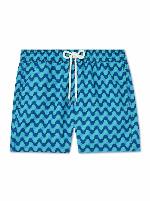 Photo: Frescobol Carioca - Straight-Leg Short-Length Printed Swim Shorts - Blue