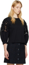 See by Chloé Black Balloon Sleeve T-Shirt