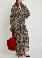 Khaite Edgar Floral Semi-sheer Silk Maxi Dress Black