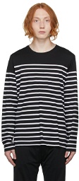 Ralph Lauren Purple Label Black & White Striped Lisle Long Sleeve T-Shirt