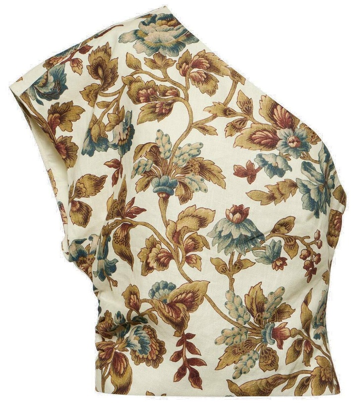 Photo: SIR Eleanora floral one-shoulder linen crop top