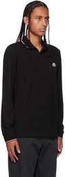 Moncler Black Tricolor Long Sleeve Polo