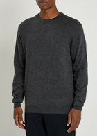Les Deux Logo Embroidered Merino Wool Jumper Dark Grey