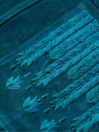 Etro - Embroidered Suede Trucker Jacket - Blue