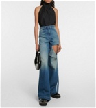 Peter Do Distressed high-rise wide-leg jeans