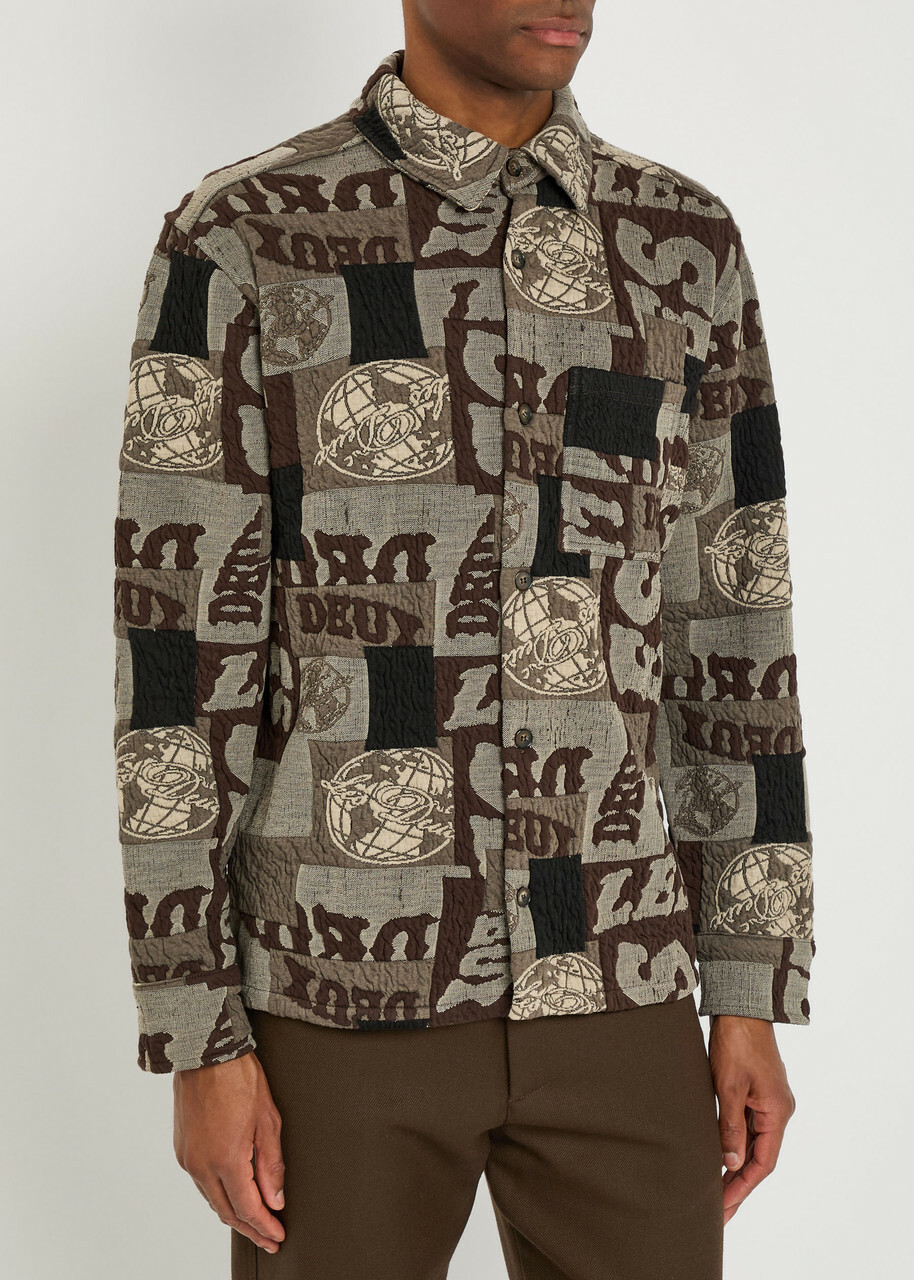 Les Deux Kaleb Patchwork-jacquard Woven Overshirt Black