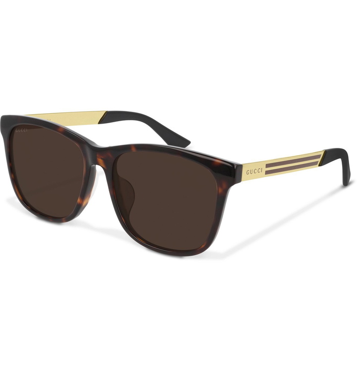 Photo: Gucci - Square-Frame Tortoiseshell Acetate and Gold-Tone Sunglasses - Brown