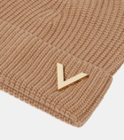 Valentino Ribbed-knit embellished cashmere beanie