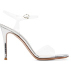 Gianvito Rossi Transparent & Silver Cher Heeled Sandals