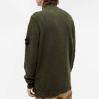 Stone Island Men's Stand Collar Button Neck Knit in Olive