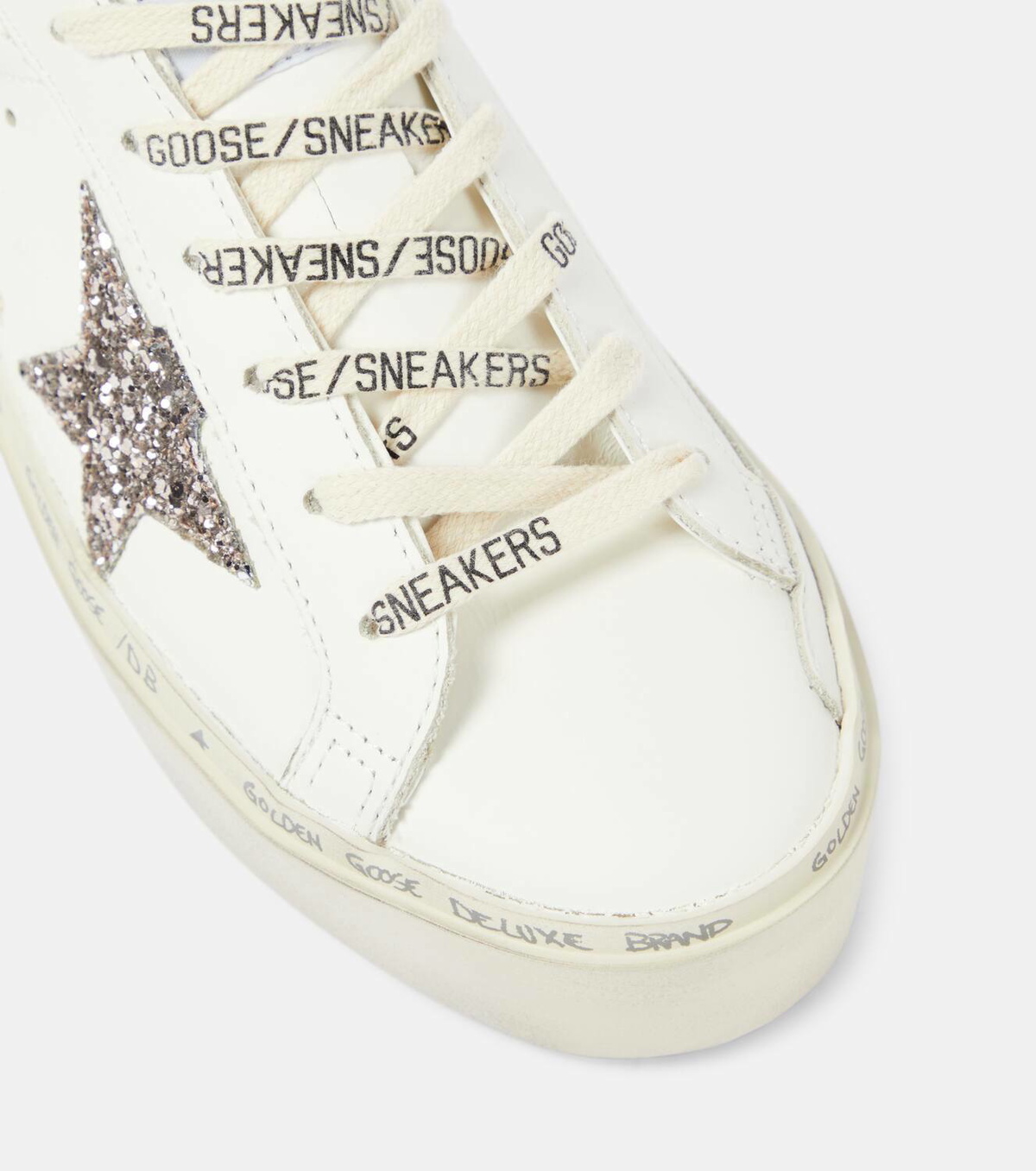 【Golden Goose】High Star White Leather Shiny Star(23-25.5) Golden Goose Hi Star glitter leather sneakers Golden Goose