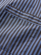 TEKLA - Camp-Collar Striped Organic Cotton-Poplin Pyjama Shirt - Blue