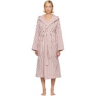 Tekla White & Pink Terry Hooded Bathrobe