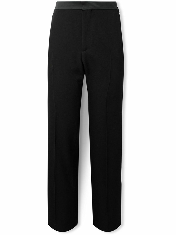 Photo: Wales Bonner - Straight-Leg Satin-Trimmed Grain De Poudre Wool Trousers - Black