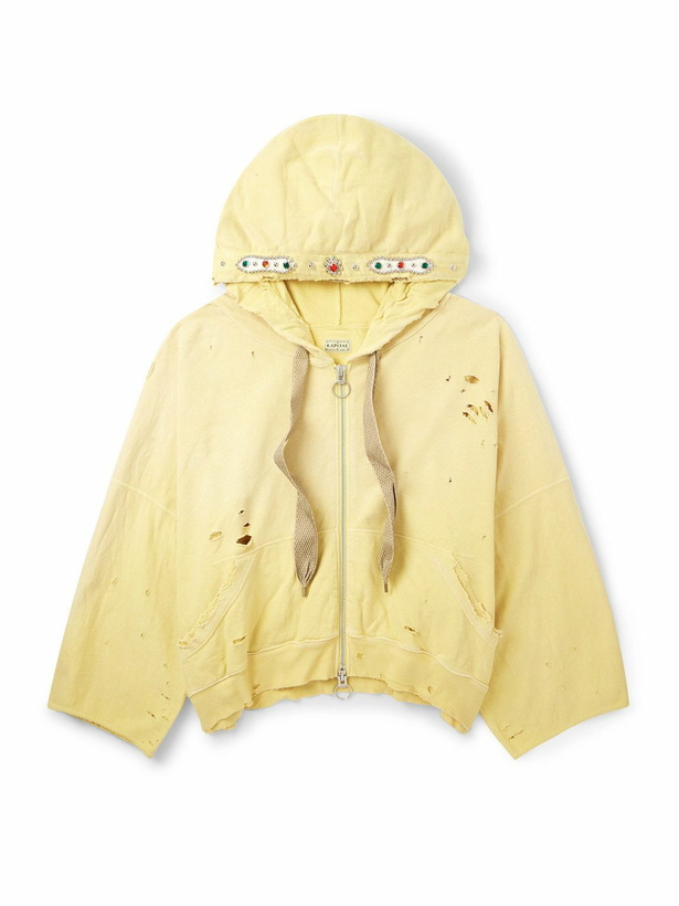 Photo: KAPITAL - Embelished Distressed Cotton-Jersey Zip-Up Hoodie