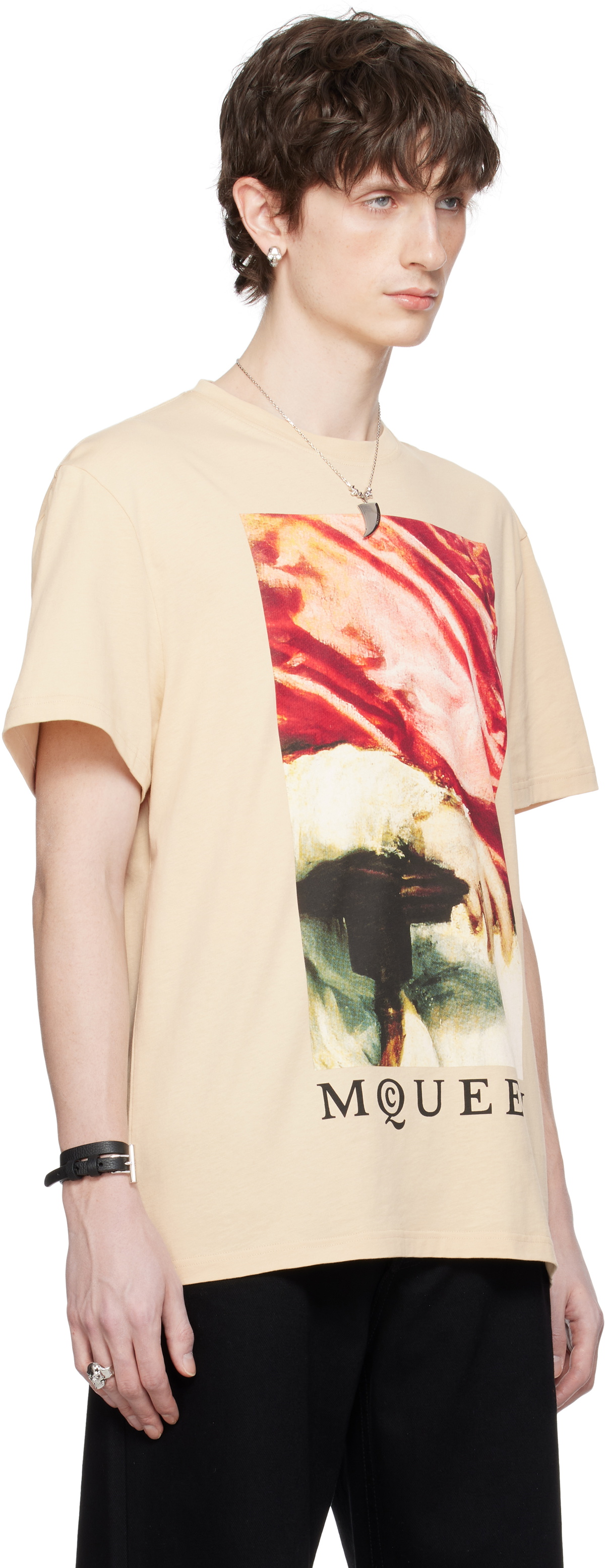 McQueen Beige Printed T-shirt